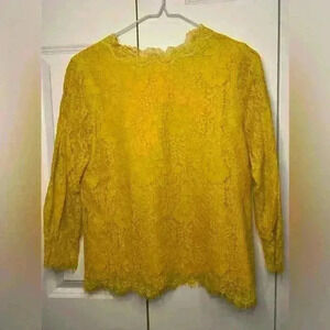Small Lace 3/4 Sleeve Yellow Top